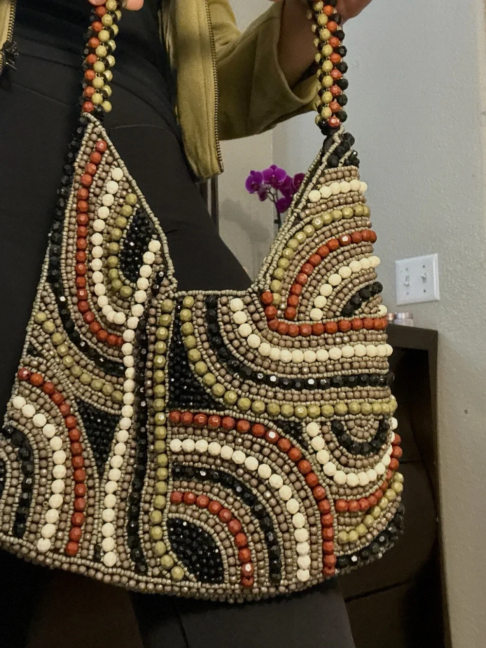 Beaded Multicolor Womens Handbag - Decorative Pattern